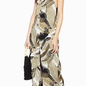 Topshop Palm Print Button Jumpsuit Sz. 10